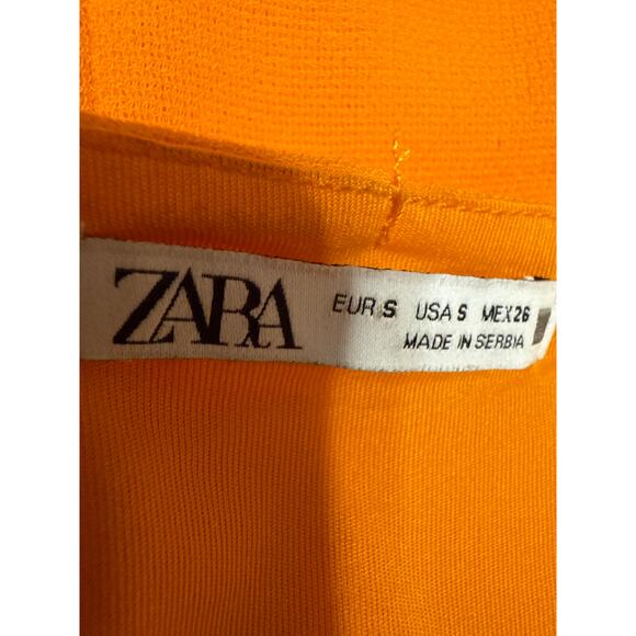 Zara Women's Orange Sleeveless Cami Camisole Square Neck Mini A-Line Dress Sz S - Picture 3 of 3